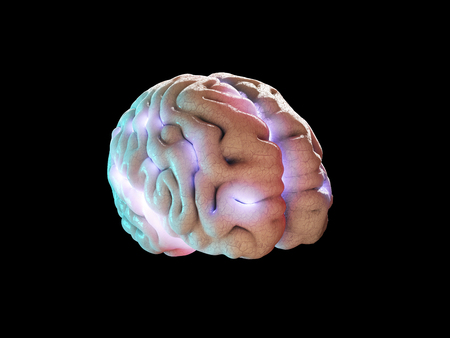 3d Illustration of Concept of human intelligence with human brain on black background.