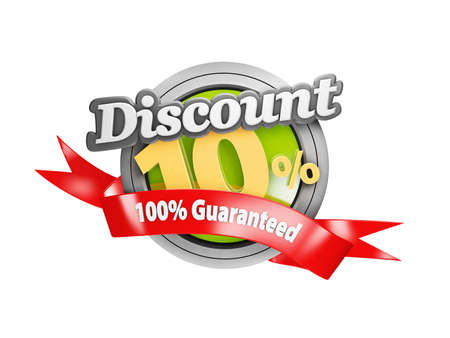 3d Illustration of Sale ten percent off isolated white.