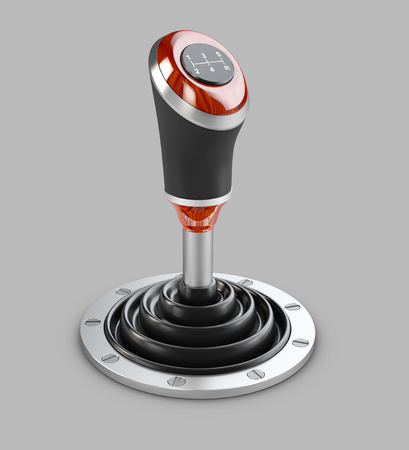 3d illustration of gearshift isolated on white backgroundの写真素材