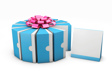 White Blue Carton Boxes For Cake Or Pie. 3d Illustrationの写真素材