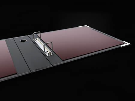 Opened ring binder folder, 3d Illustration. Office cardboard folder branding presentation.の写真素材