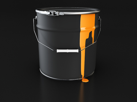 3d Illustration of painted bucket a white backdropの写真素材