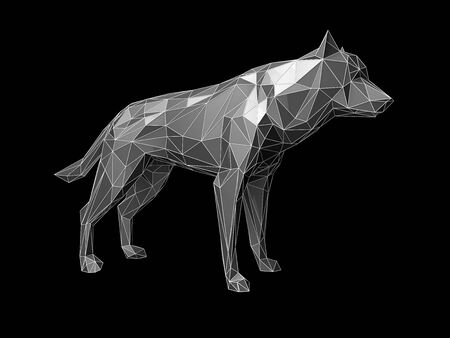 Low poly wolf portrait. Abstract polygonal 3d illustration.の写真素材