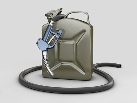 3d rendering of Gun for fuel pump and jerrycan of fuelの写真素材