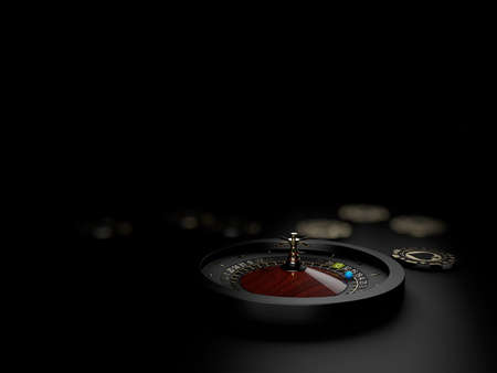 3d Rendering of Roulette with chip on the black backgroundの写真素材