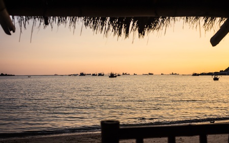 Sea at sunset の写真素材