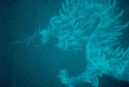 blue paper dragon background の写真素材
