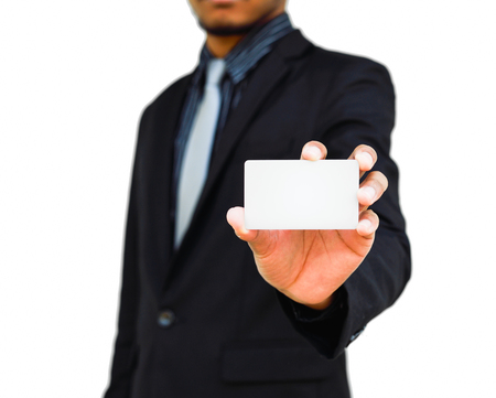 businessman holding blank visit cardの写真素材