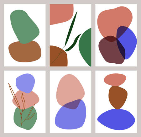 A set of modern backgrounds with abstract geometric backgrounds. Vector illustration. Various shapes and doodles.のイラスト素材