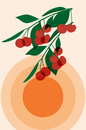 Cherry berries shining through in the sun, abstract vector illustration.のイラスト素材
