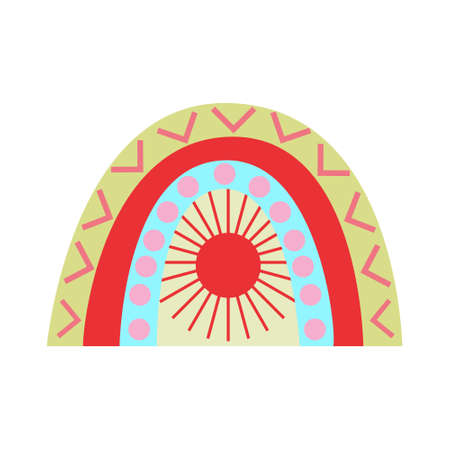 Abstract rainbow in a minimalistic Scandinavian style. A modern illustration for a children's room, for a postcard or print.のイラスト素材