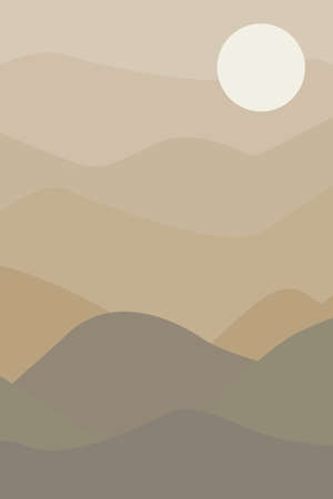 Abstract landscape in beige tones. Decoration for your home.のイラスト素材
