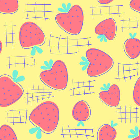 Bright children's pattern in the doodle style on a yellow background for decor, wallpaper, textiles, clothing and fabric, notebook covers and jewelry.のイラスト素材