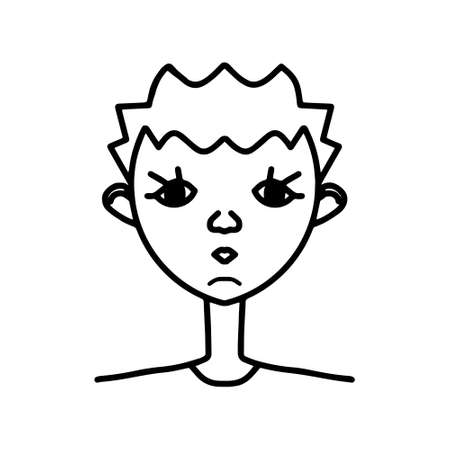 A linear drawing of a boy, an avatar or an icon.のイラスト素材