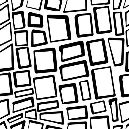 Black and white geometric pattern of quadrangular elements.のイラスト素材