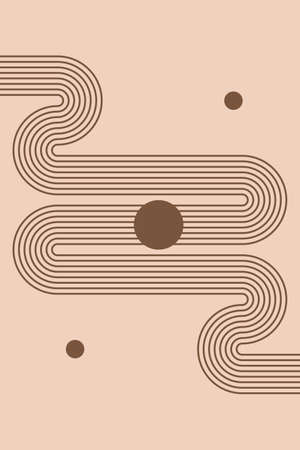 A large circle of curved lines. Geometric abstraction. Abstract interior painting, postcard, icon, cover or poster. Boho style, Scandinavian, minimalism.のイラスト素材