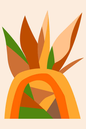 Vector illustration for a children's room. A bright abstract poster for a postcard, cover or wall painting in the boho style. Colorful print for clothing or fabric.のイラスト素材