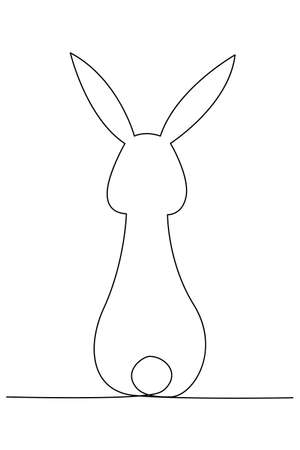 Easter bunny in a minimalist style with one line for a postcard, banner, design.のイラスト素材