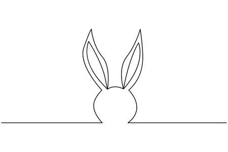 Easter bunny in a minimalist style with one line for a postcard, banner, design.のイラスト素材