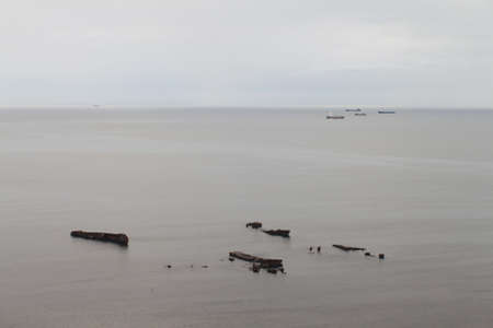 ships are moored in the portの写真素材