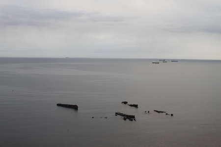 ships are moored in the portの写真素材