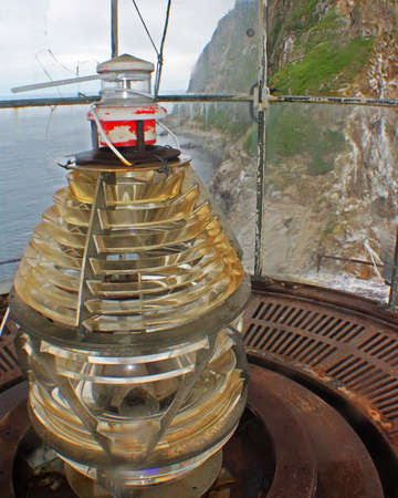 lighthouse on the island of Sakhalinの写真素材