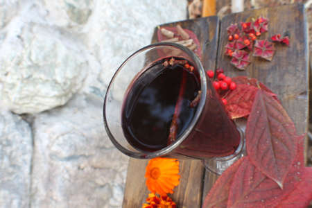 autumn mulled wine for the natureの写真素材