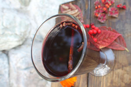 autumn mulled wine for the natureの写真素材