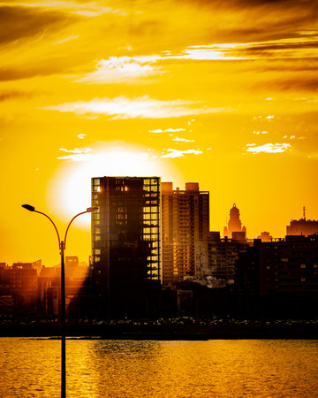 Sunset in Montevideo, Uruguay.の写真素材