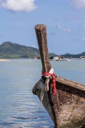 Old fisherman boat in the seaの写真素材