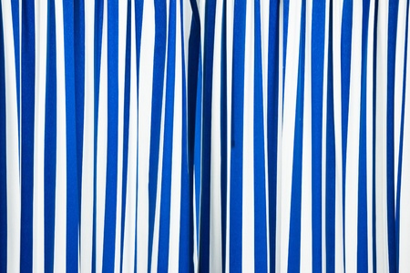 close up for blue and white stripe curtainの写真素材