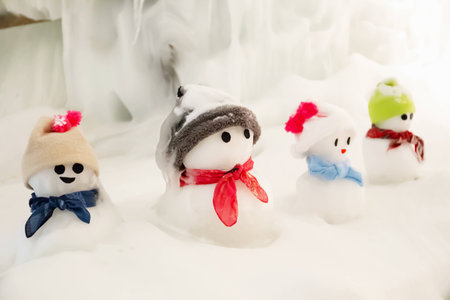 group of snowmanの写真素材