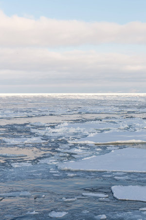 Drift ice in Sea of Okhotsk, Japan
