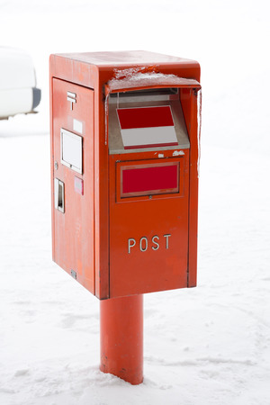 A postbox in the snowの写真素材