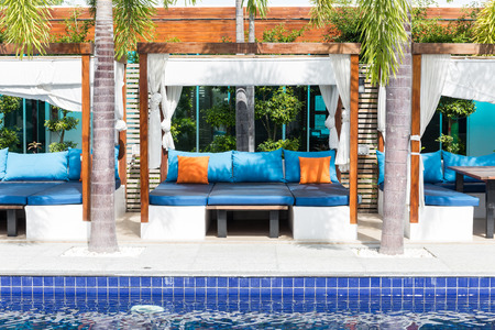 pool bed beside the poolのeditorial素材