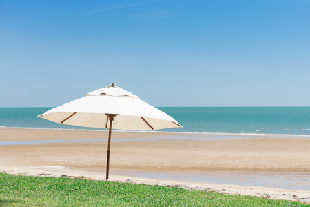 Beach Umbrella With Blue Skyの写真素材
