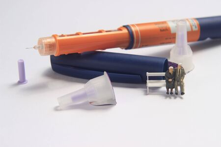 Close Up Photo, Insulin Pen at White Background