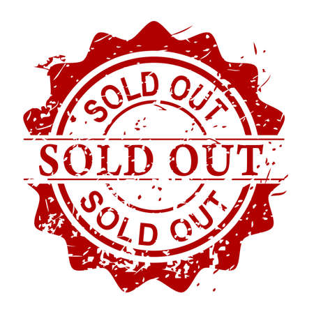 Vector Scratch Red Circle Rubber Stamp, Sold Out, isolated on white&#xA;のイラスト素材