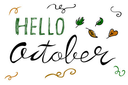 Simple Vector Manual Draw Black Lettering, Hello October
のイラスト素材