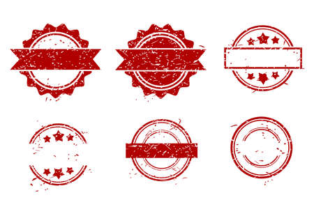Vector 6 Style Red Blank Circle Rubber Stamp Effect, isolated on white
のイラスト素材