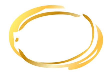 Golden Hand Draw Sketch OvalFrame,for your brochure, flyer, background, etc, Isolated on white&#xA;のイラスト素材