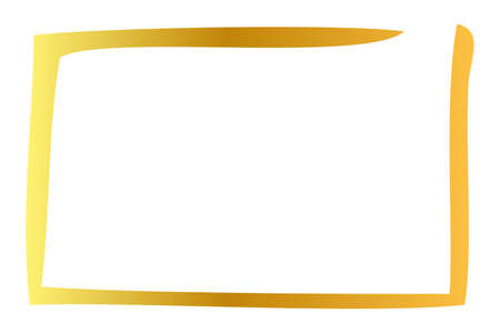Golden Hand Draw Sketch Simple Rectangle Frame,for your brochure, flyer, background, etc, Isolated on white&#xA;のイラスト素材