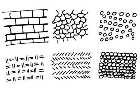 Vector Scribble Hand Draw Sketch Pattern Brick wall, Stone, bamboo and diagonal for your design element&#xA;のイラスト素材