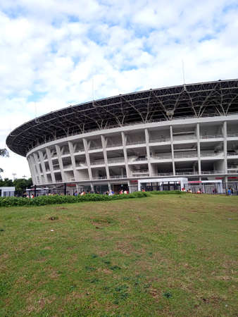 Editorial Photo, 27 November 2021, Indonesia, Central Jakarta, GBK. Gelora Bung Karno or GBk Building and doing sport activity peopleのeditorial素材
