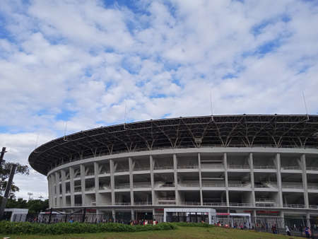 Editorial Photo, 27 November 2021, Indonesia, Central Jakarta, GBK. Gelora Bung Karno or GBk Building and doing sport activity peopleのeditorial素材