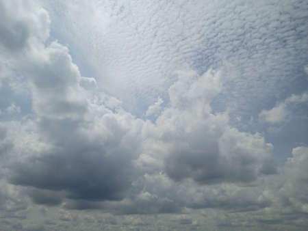 Big Cloud at Blue Sky White Sand Beach at Pantai Indah Kapuk, Indonesia