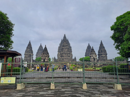 prambanan temple or candi, yogyakarta, central java, indonesia, with some tourist seenのeditorial素材