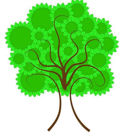 Green tree with leaves forming circles on branchesのイラスト素材
