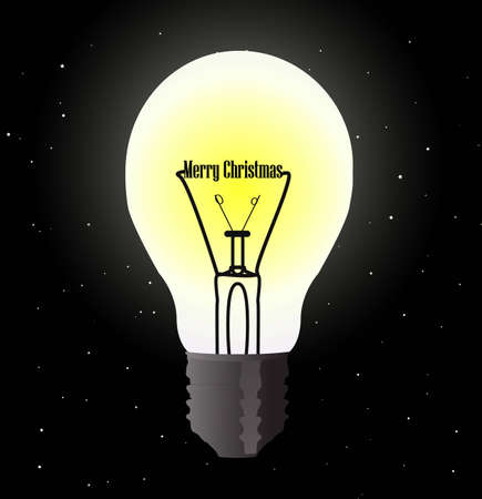Lighted bulb wishing Merry Christmasのイラスト素材