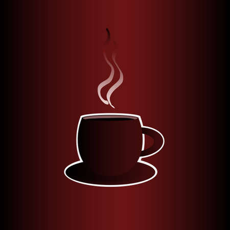 Coffee cup with a frame on the dark red backgroundのイラスト素材